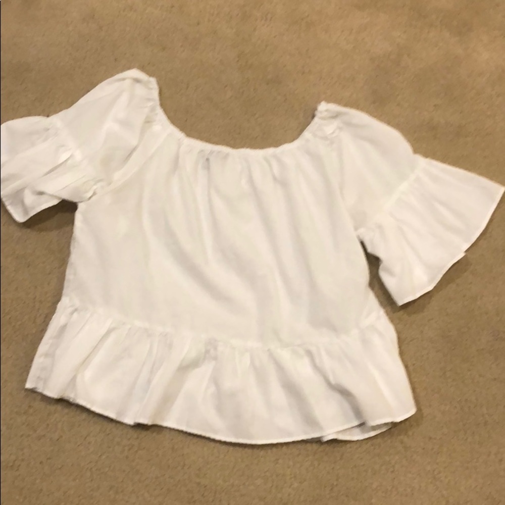 White over the shoulder shirt